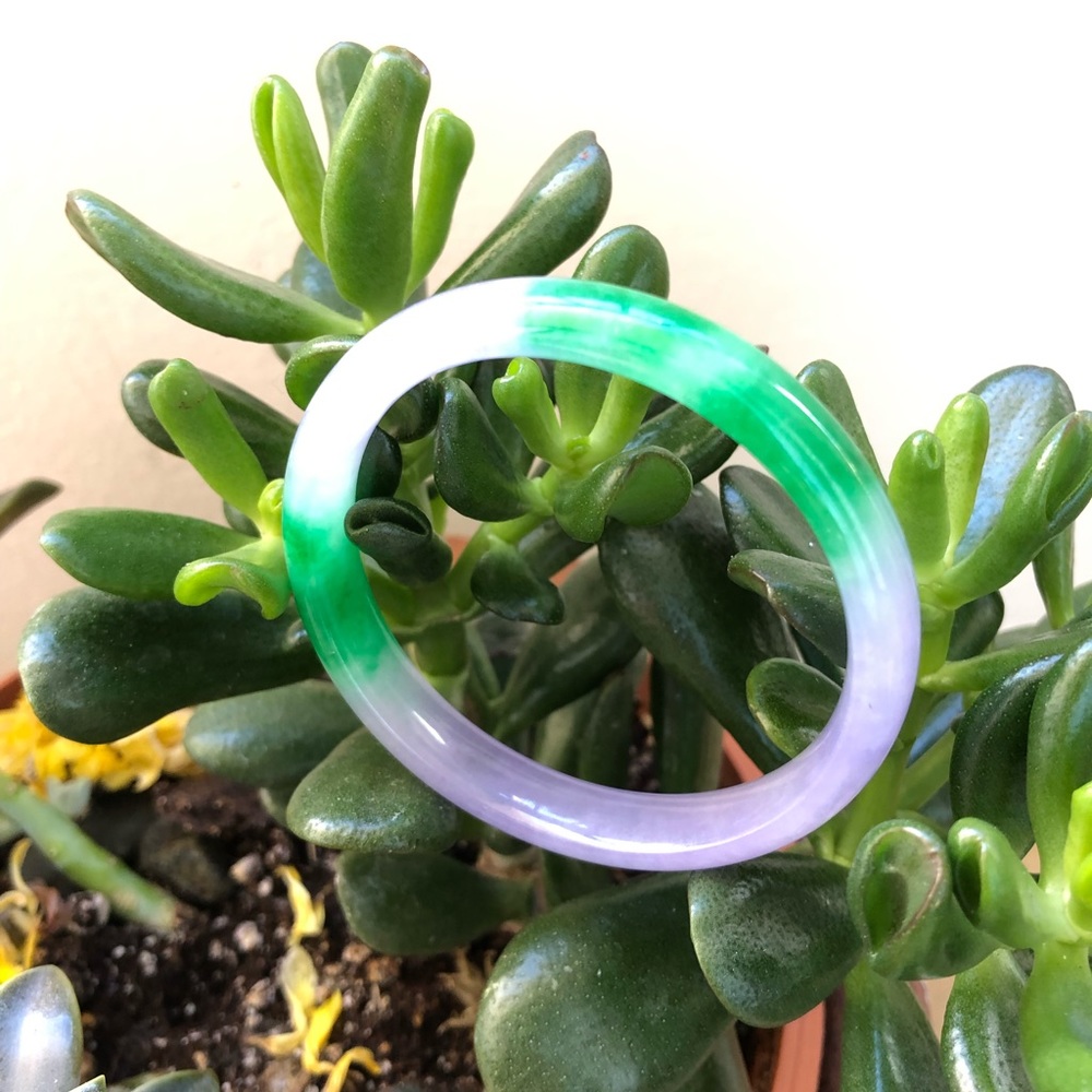 Jade Bangle Solid Two Tone Green & Lavender From … - image 2